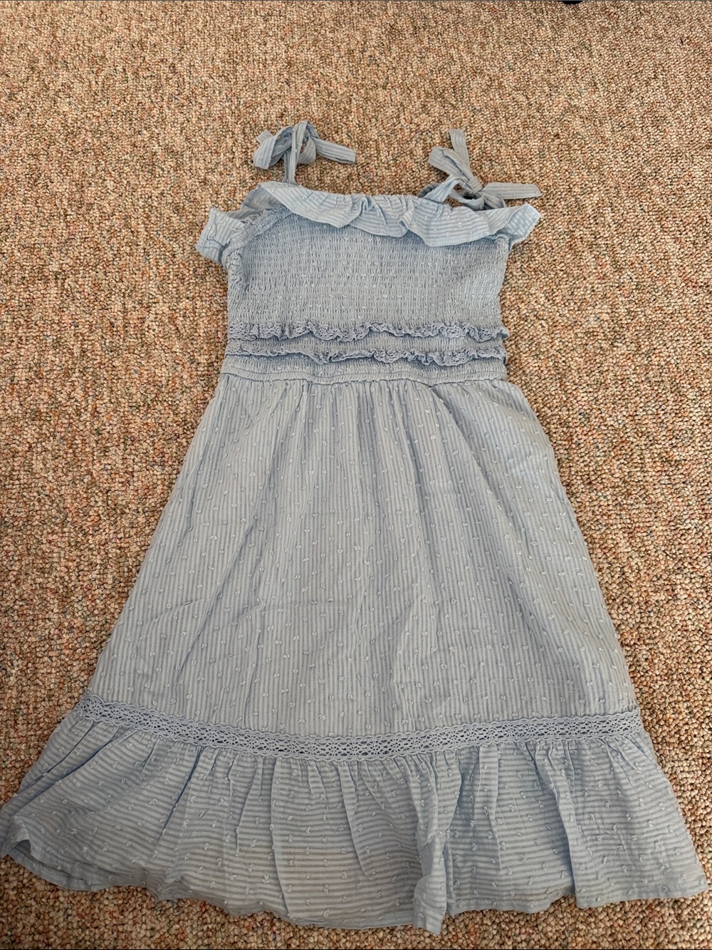 Jessica Simpson Light Blue Tie-Shoulder Ruffle Dress